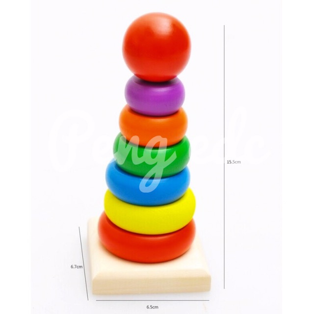 ของเล่นไม้-บล๊อคไม้-rainbow-tower-เจดีย์สวมหลักไม้-บล็อคไม้เสริมพัฒนาการ