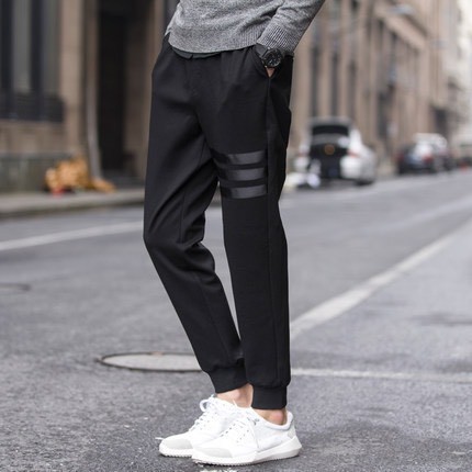 รูปภาพของใส่ MANFVYDO ลด50% ELAND_SHOPกางเกงขายาวลำลอง กางเกงผู้ชาย แฟชั่นสำหรับผู้ชาย (สีดำ)รุ่น Fลองเช็คราคา