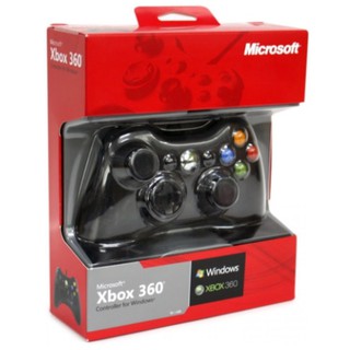 Joy game xbox360 กล่องแดงรุ่นมีสาย (จอยเกมส์ xbox360 ของแท้เกรด a มือ 1 สีดำ)  สำหรับมีสาย PC / Xbox360