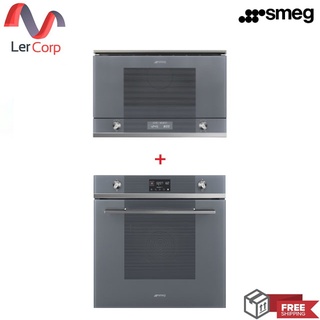 [0% 10 เดือน] (Smeg) เตาอบ รุ่น SO6102TS + เตาไมโครเวฟ รุ่น MP122S1 สีเงิน