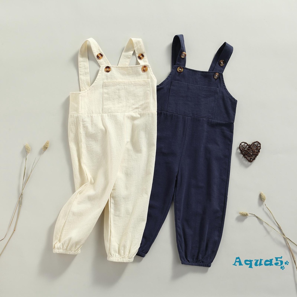 aqq-ชุดเอี๊ยมกางเกงขายาวสีพื้นทรงหลวมสําหรับเด็กผู้ชายและเด็กผู้หญิง-1-6-ปี