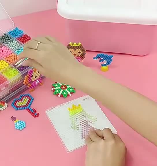 ลูกปัดวิเศษdiy-ของเล่นเด็กเม็ดๆ-เม็ดบีดส์เสริมทักษะ-ตัวต่อเลโก้-และตัวต่อเสริมทักษะ-มีแม่พิมพ์ให้หลายแบบ15สี