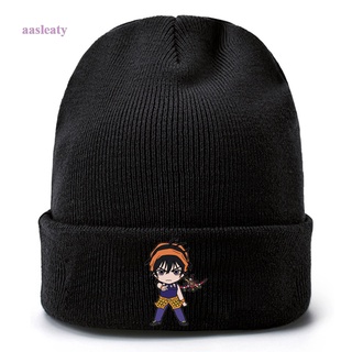 Aasleaty หมวกถัก ลายอนิเมะ Jojo Bizarre Adventure สีดํา อบอุ่น แฟชั่นฤดูหนาว สําหรับทุกเพศ ทุกวัย