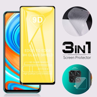 3 In1 ฟิล์มกระจกนิรภัย + ฟิล์มกันรอยด้านหลัง + ตัวป้องกันเลนส์กล้อง สำหรับ Xiaomi Redmi 9T 9 9A 9C 8 8A 7 7A Poco X3 NFC F3  F2 K30 M3 Pro