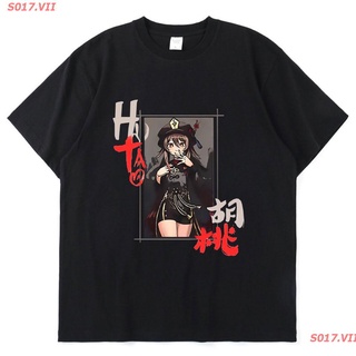 【hot sale】S017.VII Cartoon Genshin Impact Hu Tao Retro Harajuku Fun Print Summer Short-sleeved Fashion Loose Woman Casua