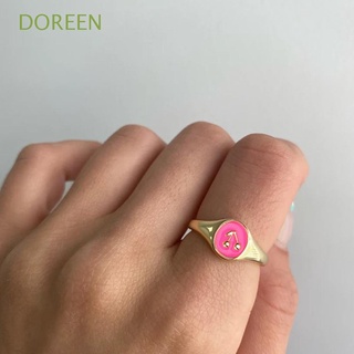 Doreen แหวนคริสตัลสองชั้นรูปหัวใจสไตล์เกาหลีสําหรับผู้หญิง