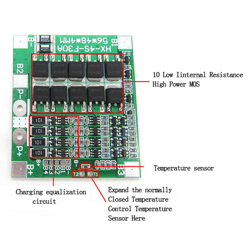 1PCS BMS 4S 30A 14.4V Balancer PCB 18650 Lipo Li-ion แบตเตอรี่ลิเธียม ...