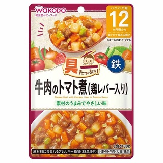 W12.18 เนื้อตุ๋นตับไก่ซอสมะเขือเทศ (อาหารเด็กสำเร็จรูป WAKODO สำหรับเด็ก 12 เดือนขึ้นไป)