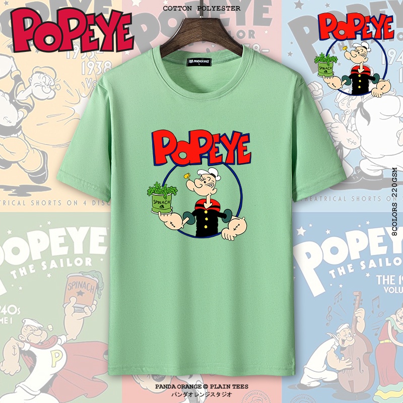 เสื้อผู้ชายเท่-โลโก้เสื้ออะนิเมะ-popeye-สีดําสีขาวสีขาวสีเขียวสีเหลืองสีฟ้าเสื้อยืดสําหรับผู้ชาย