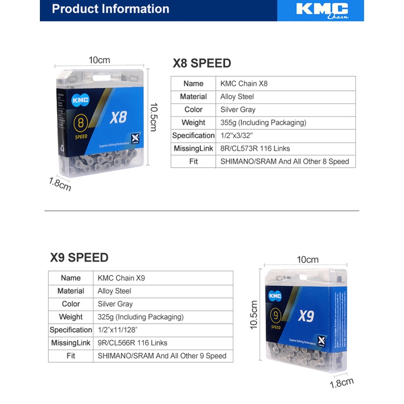 ของแท้-โซ่จักรยานเสือภูเขา-kmc-x9-x10-x10el-x11-x11el-x12-11-ความเร็ว-สําหรับ-shimano-road