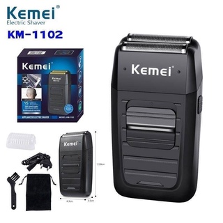 Kemei km-1102 เครื่องโกนหนวดแบบไร้สายใบมีดแฝดลูกสูบเครามีดโกน เครื่องโกนหนวด