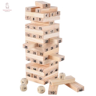 ของเล่นไม้ Building Blocks Domino ลูกเต๋าซ้อน 54 ชิ้น