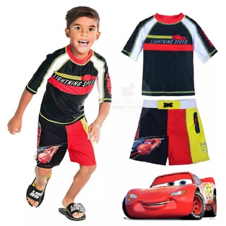 🌟พร้อมส่ง🌟 ชุดว่ายน้ำแบบแยกชิ้นสำหรับเด็ก Disney Lightning McQueen Rash Guard and Swim Trunks