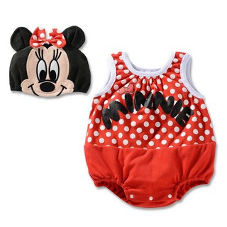 ชุดบอดี้สูทเด็ก minnie mouse + หมวก (ลาย f)