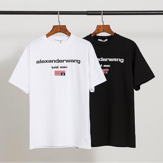 【hot sale】แฟชั่น แฟชั่น aw king ใหม่ชายและหญิงผ้าฝ้ายเย็บปักถักร้อยเดียวกันแขนสั้นเสื้อยืด