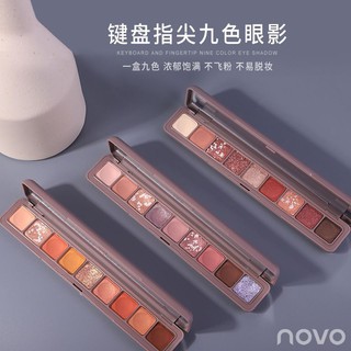 NOVO5283 novo soft eyeshadow smooth โนโว พาเลทอายแชโดว์เนื้อดินน้ำมัน กลิตเตอร์ 9ช่อง