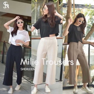 สินค้า Milie trousers sherleen กางเกงขายาว 5 ส่วน ขาลอย ทรงกระบอก เอวสูง
