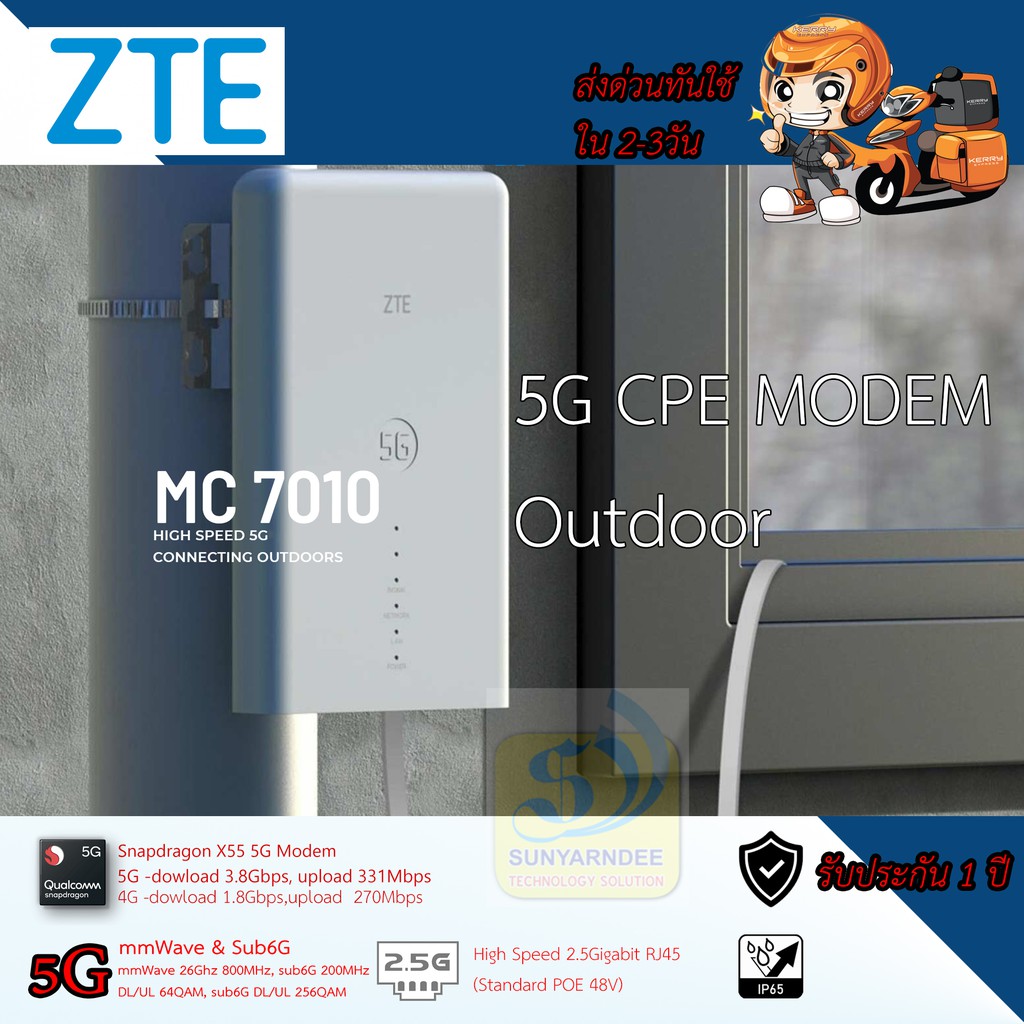ZTE MC7010 5G Outdoor Modem รองรับ 5G mmWave, Sub6,4G CAT22 ทุกซิม