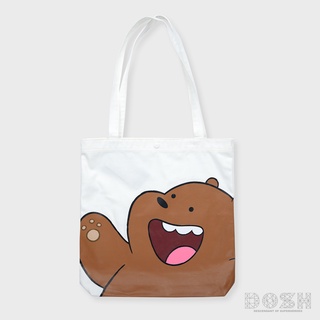 DOSH:CLOTH BAG กระเป๋าผ้าTWILL สีขาว หมี GRIZZ ลิขสิทธิ์ WE BARE BEARSรุ่นDBBB1000-WH