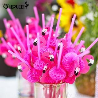 [DS] 10 Pcs 3D Flamingo Shaped Cocktail Drinking Straw / Hawaii Kids Birthday Wedding Party Decoration Supply Accessories