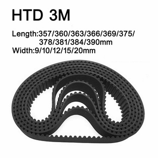 Htd สายพานไทม์มิ่ง 3M กว้าง 9 10 12 15 20 มม. 357 360 363 366 369 375 378 381 384 390 มม. สําหรับเครื่อง CNC