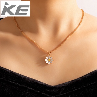 Simple jewelry White drop flower necklace Geometric small daisy single-necklace for girls for