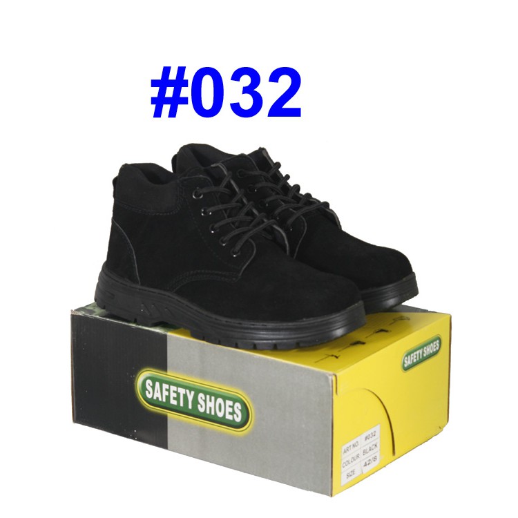 ภาพหน้าปกสินค้ารองเท้าเซฟตี้ หนังกลับ หุ้มข้อ สีดำ หัวเหล็ก พื้นเสริมแผ่นเหล็ก safety shoes จากร้าน safetygoods บน Shopee