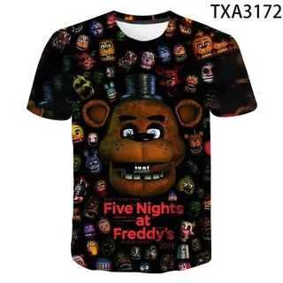 เสื้อยืดแขนสั้น พิมพ์ลายการ์ตูนอนิเมะ Fnaf 3 มิติ แฟชั่นฤดูร้อน สําหรับผู้ชาย และผู้หญิง