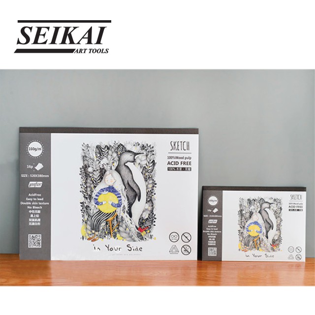 seikai-กระดาษสเก๊ตช์-160g-drawing-notebook-1-เล่ม