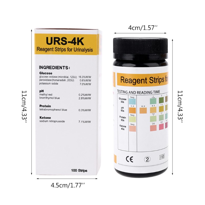 ภาพหน้าปกสินค้าpur/ 100 Strips URS-4K Glucose pH Protein Ketone Urine Test Paper Strip with Anti-VC จากร้าน pursuit.th บน Shopee