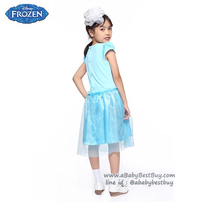ชุดเดรส-disney-frozen-สีฟ้า-แขนสั้น-สกรีนลาย-เจ้าหญิงเอลซ่า-ดิสนีย์แท้-ลิขสิทธิ์แท้-สำหรับเด็ก4-6-8-10-ปี