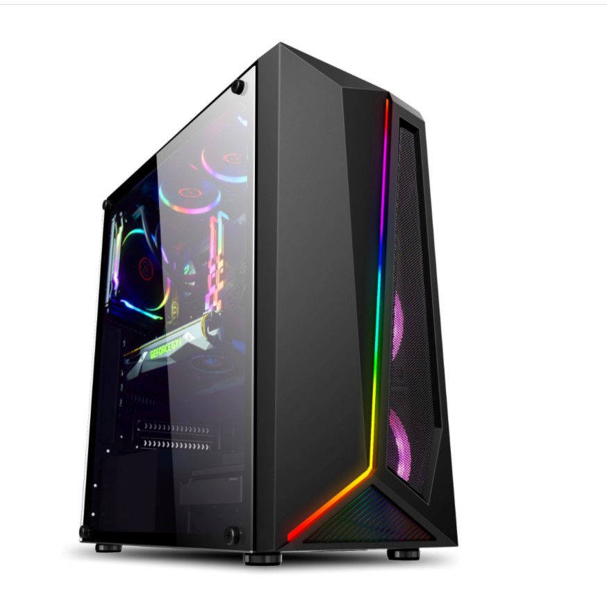Holy Order Set Sail Dazzling Light Side Glass Gaming Computer PC Casing ...