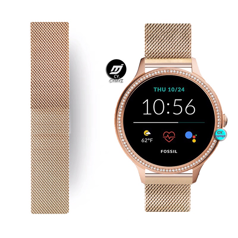 fossil-gen-6-5e-42-มม-ผู้หญิง-สายสมาร์ทวอทช์-fossil-gen-6-5e-42-มม-สายมิลาน-โลหะ-สายแม่เหล็ก-fossil-q-venture-gen-4-เปลี่ยนได้-สายรัดข้อมือ