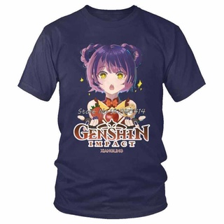 Genshin Impact Xiangling เสื้อยืดคอกลม แขนสั้น ผ้าฝ้าย พิมพ์ลายกราฟฟิคเกม แนวสตรีท สไตล์ฮาราจูกุ สําหรับผู้ชาย คู่รัก