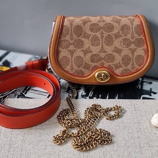 (ผ่อน0%) กระเป๋าสะพายข้าง คาดอก คาดเอว งาน Shop  Coach Saddle Belt Bag In Signature Canvas 4311 สี Tan penny สีน้ำตาลส้ม