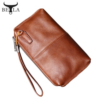 BELA Long Wallet Genuine Original Leahter Clutch for Men Women Soft Fashion Simple