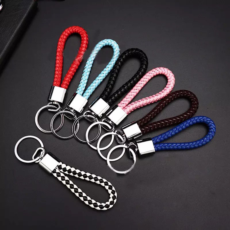 c-019-พร้อมส่ง-พวงกุญแจ-แฟชั่นหนัง-pu-แฮนด์เมดถักเชือก-สุดเทห์