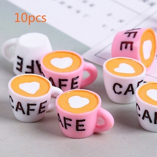 จี้เรซิ่น รูปแก้วกาแฟจําลอง 10 ชิ้น สําหรับตกแต่งคาเฟ่ DIY