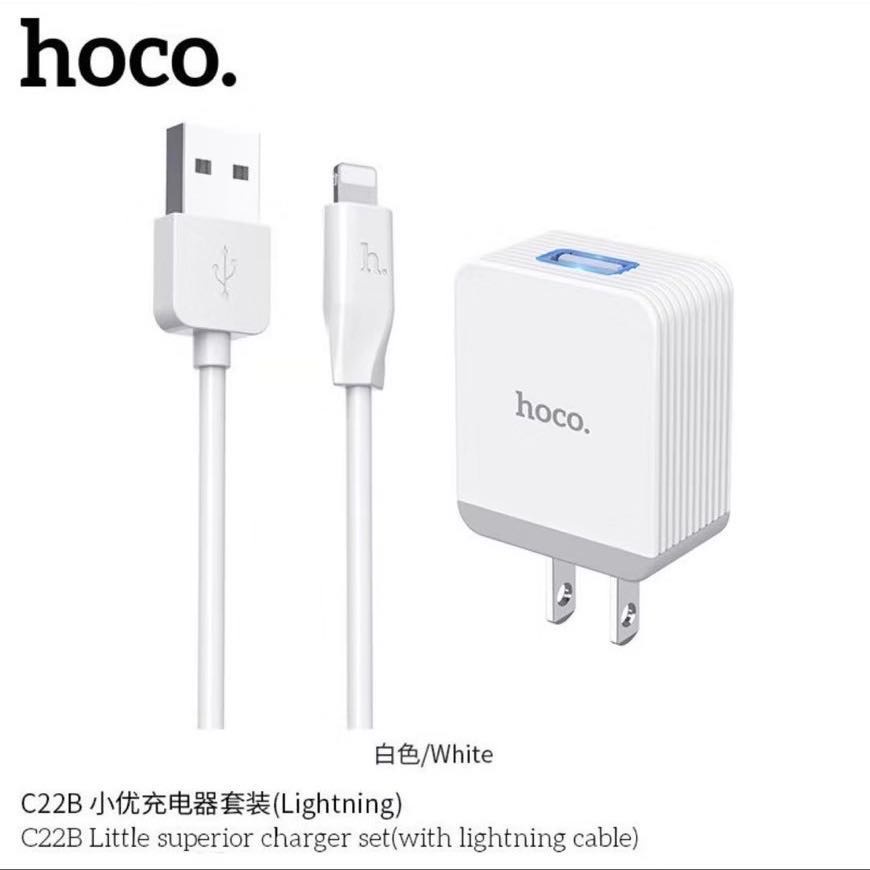 Hoco C22B 3A ที่ชาร์จไฟ 5V/3A Max. (ชุดขาร์จ+สายชาร์จ) Hoco C22B ชุด ...
