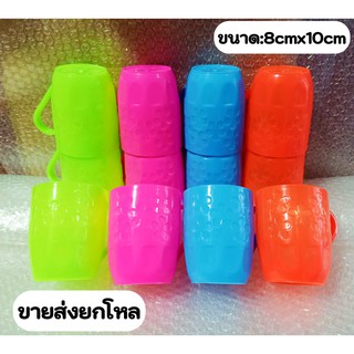 (ขายยกโหล12ใบ//คละสี) แก้วพลาสติกมีหู ใส่น้ำดื่ม เกรดเอ (No.5)