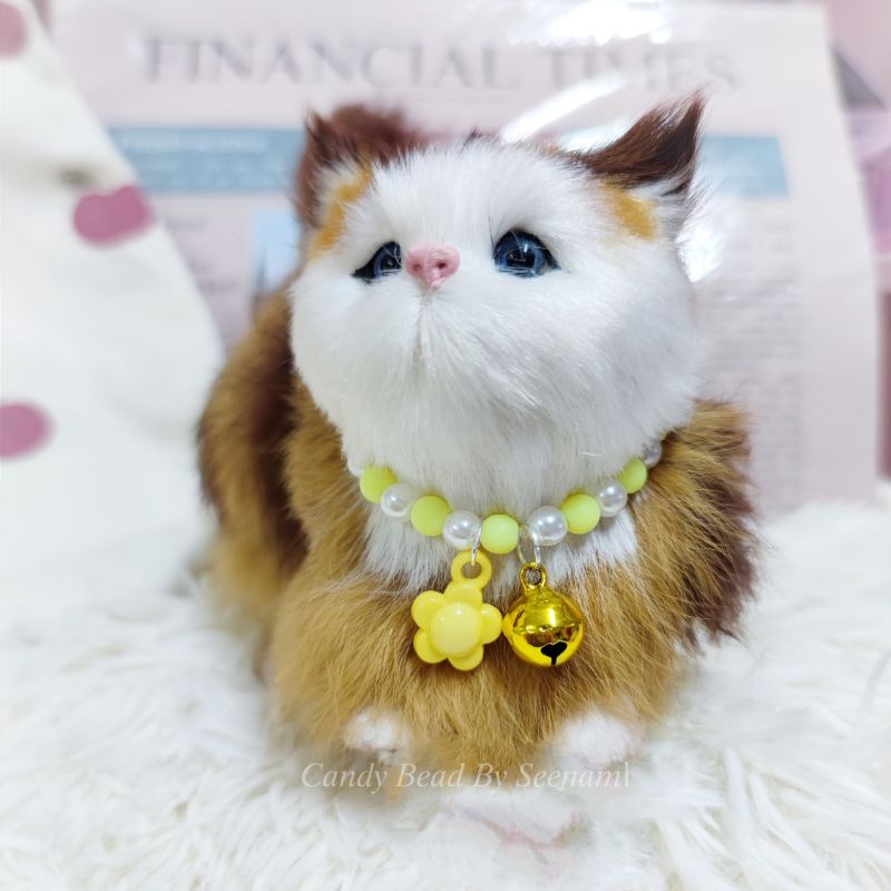 สร้อยคอลูกแมว-ลูกปัดมุก-พาสเทล-จี้ดอกไม้-สร้อยคอลูกแมวเจ้าแรกในประเทศไทย