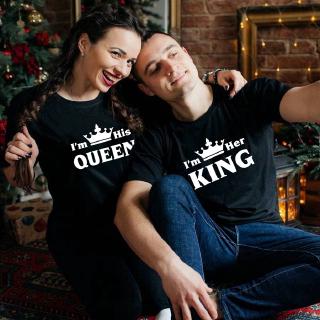 💕Couple Shirt💕IM Her King Im His Queen Valentines Day Couple Matching Shirts King &amp; Queen Lovers Tee