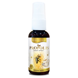 **หมดอายุ08/2023 Real elixir propolis fresh spray 30 ml สเปรย์พ่นช่องปาก สูตร Propoliz