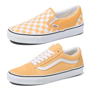 Vans รองเท้าผ้าใบ Classic Slip-On Checkerboard / Old Skool | Flax/True White (2รุ่น)