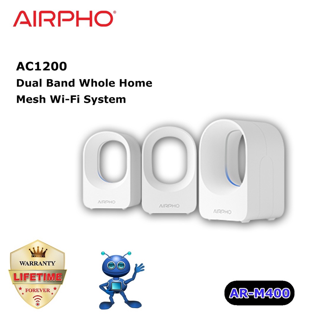 AIRPHO รุ่น AR-M400 Mesh WiFi AC1200 Dual Band (Pack3) Wireless Fast ...