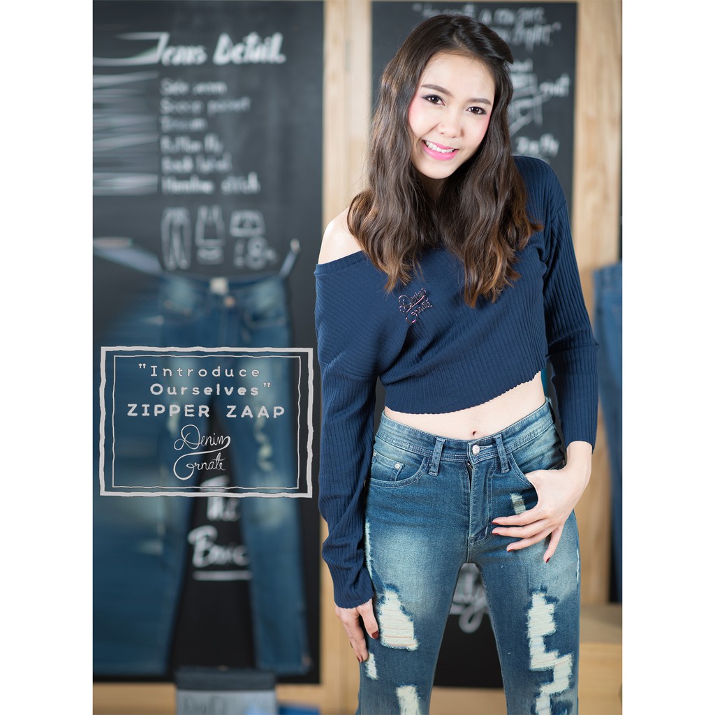zipper-zaap-jeans-dark-blue-กางเกงยีนส์ขายาวแต่งขาด-มีซิปปลายขา