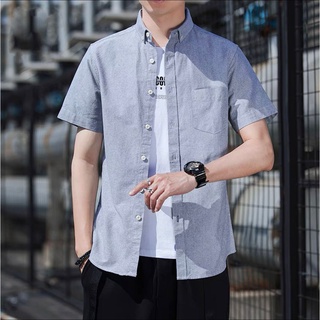 Korean Summer Plain Casual Slim Trend Black Shirt Men