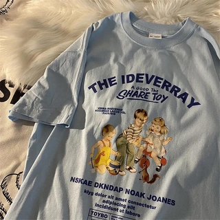 เสื้อยืดลําลอง ผ้าฝ้าย 100% แขนสั้น ทรงหลวม สไตล์เกาหลี เรียบง่าย เหมาะกับฤดูร้อน สําหรับสตรี นักเรียน