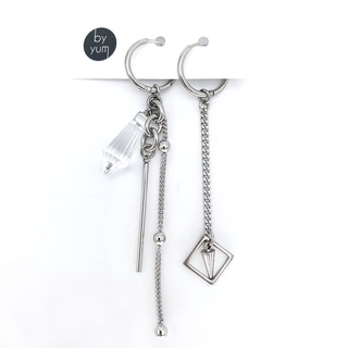 🇰🇷byyum🇰🇷Handmade products in Korea [ Glass horn pendant and stud ring earrings in a square]