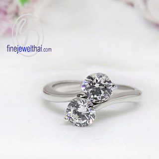 Finejewelthai แหวนเพชร-แหวนเงิน-เพชรสังเคราะห์-เงินแท้-แหวนหมั้น-แหวนแต่งงาน-Diamond CZ-Silver-Wedding-Ring - R1045cz